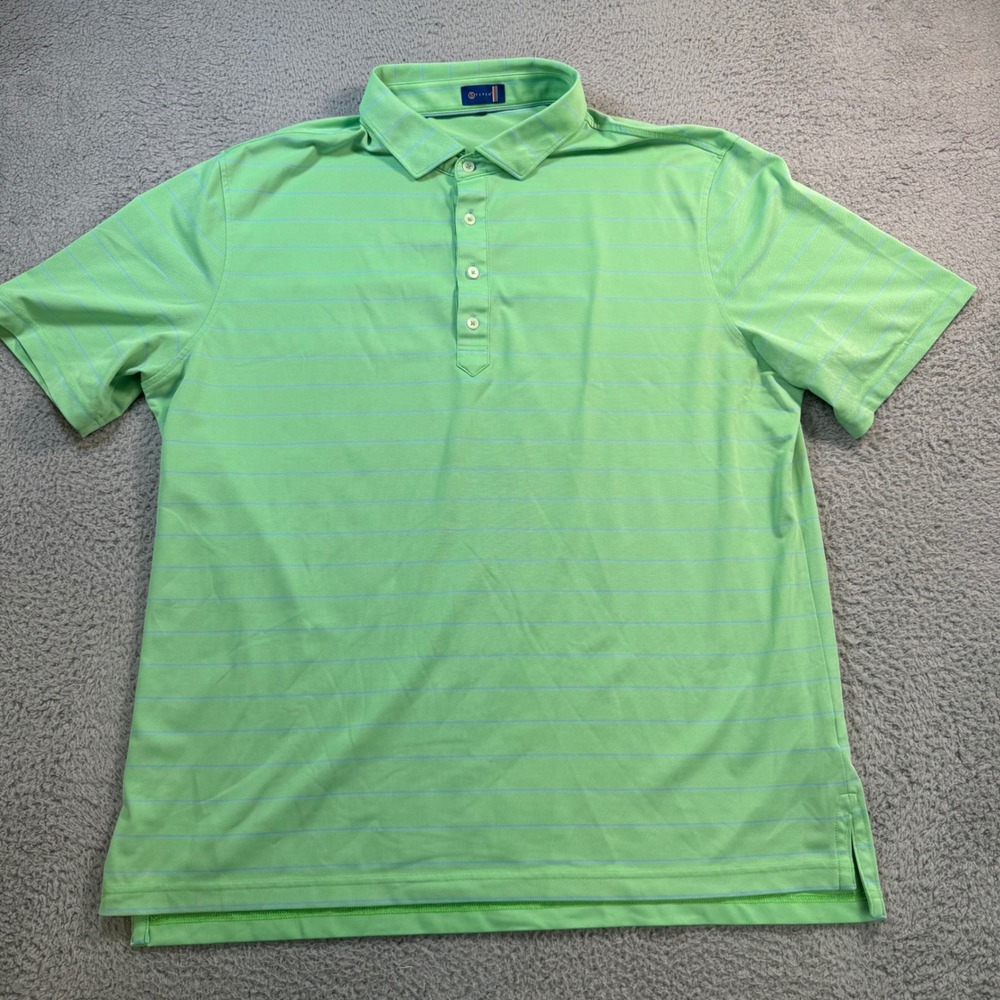 Stitch Golf Mens XL Green Striped Performance Polo Shirt Short Sleeve RN 155812